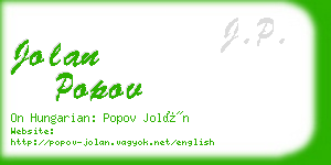 jolan popov business card